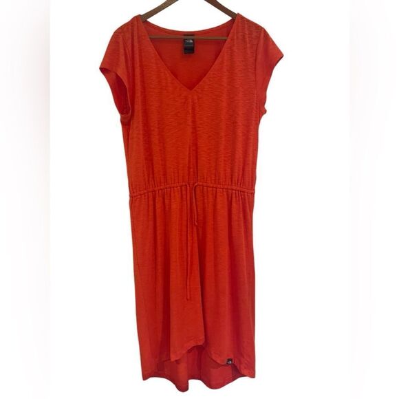 The North Face Dresses & Skirts - The North Face drawstring v neck dress coral orange color size medium